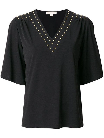 Shop Michael Michael Kors Studded Shift T-shirt - Black