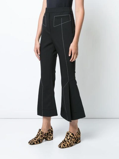 Shop Ellery Cropped Trousers With Flare In Black