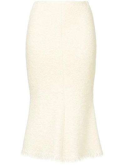 Shop Victoria Beckham Frayed Skirt - White