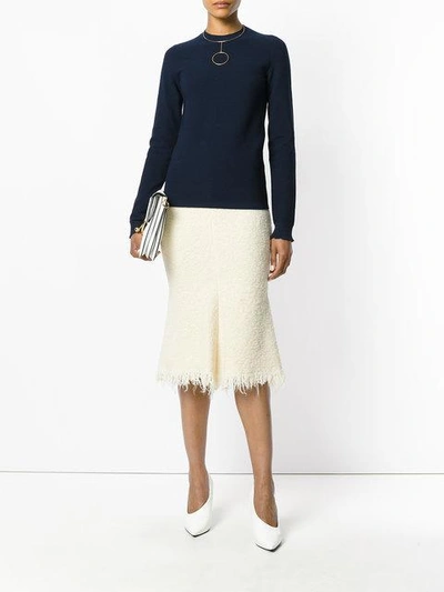 Shop Victoria Beckham Frayed Skirt - White