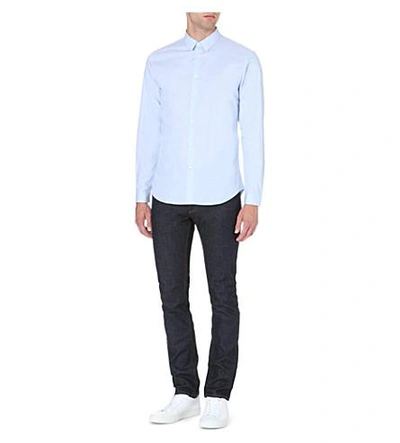 Shop Sandro Tapered Slim Mid-rise Jeans In Raw-denim