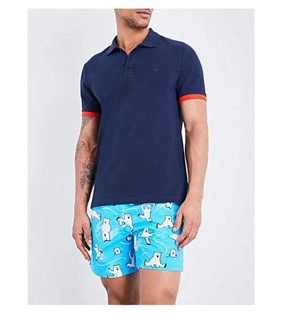 Shop Vilebrequin Palatin Cotton-piqué Polo Shirt In Navy / Red