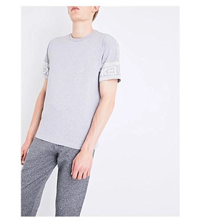 Shop Kenzo Logo-print Cuff Cotton-jersey T-shirt In Dove Grey