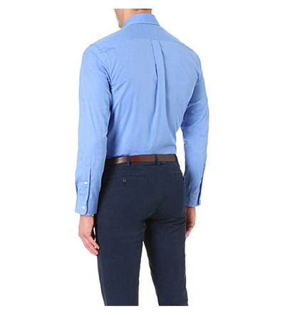 Shop Polo Ralph Lauren Logo-embroidered Slim-fit Cotton Shirt In Dress Blue