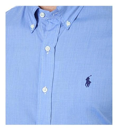 Shop Polo Ralph Lauren Logo-embroidered Slim-fit Cotton Shirt In Dress Blue