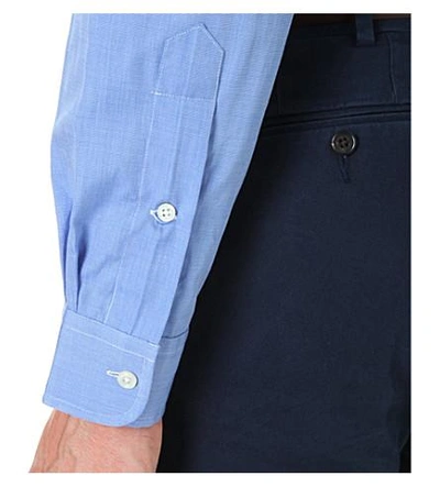 Shop Polo Ralph Lauren Logo-embroidered Slim-fit Cotton Shirt In Dress Blue