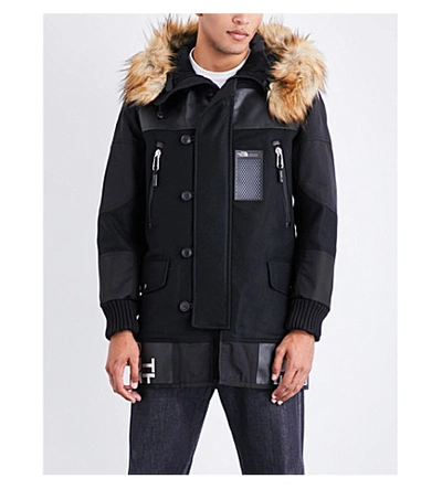 Shop Junya Watanabe X The North Face Wool-blend Parka Jacket In Black X Black