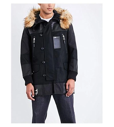 Shop Junya Watanabe X The North Face Wool-blend Parka Jacket In Black X Black