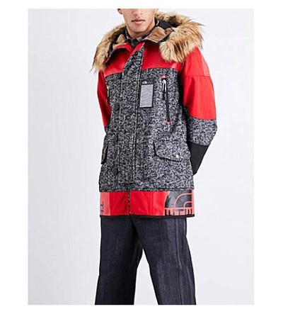 Shop Junya Watanabe X The North Face Wool-blend Parka Jacket In Black White Red