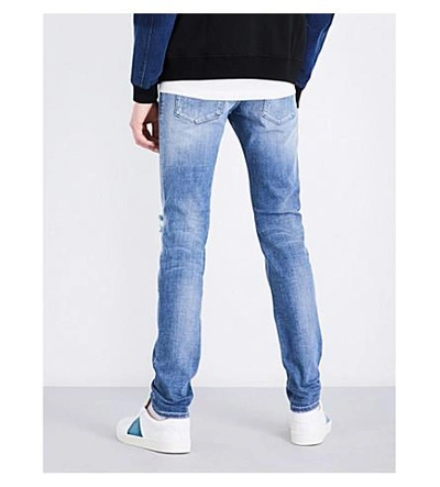 Shop Diesel Sleenker Distressed Slim-fit Skinny Jeans In Light Wash Blue