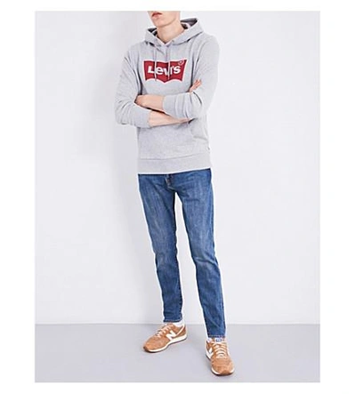 Shop Levi's Logo-print Cotton Hoody In Graphic Mid Heather Grey