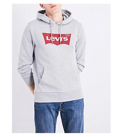 Shop Levi's Logo-print Cotton Hoody In Graphic Mid Heather Grey