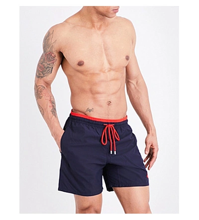 Shop Vilebrequin Moka Two-tone Swim Shorts In Navy Red