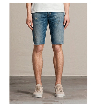 Allsaints Ildham Switch Slim-fit Denim Shorts In Indigo Blue