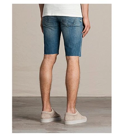 Shop Allsaints Ildham Switch Slim-fit Denim Shorts In Indigo Blue