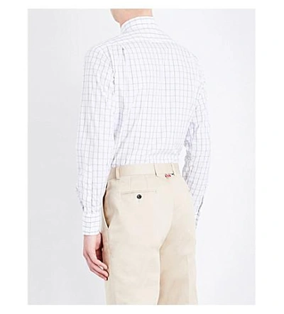 Shop Thom Browne Windowpane Check-pattern Slim-fit Cotton Shirt In Med Grey