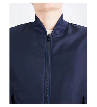 Shop Kenzo Embroidered Shell Bomber Jacket In Navy Blue