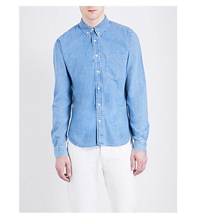 Sandro Regular-fit Pure-cotton Denim Shirt In Blue Vintage - Denim
