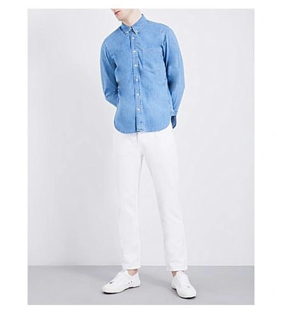 Shop Sandro Regular-fit Pure-cotton Denim Shirt In Blue Vintage - Denim