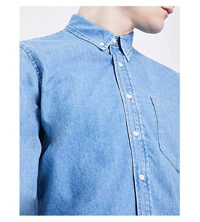 Shop Sandro Regular-fit Pure-cotton Denim Shirt In Blue Vintage - Denim