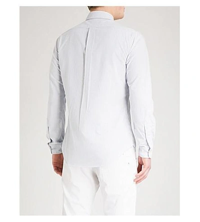Shop Polo Ralph Lauren Striped Oxford Fit Single Cuff Shirt In Bsr Blue/white Stripe