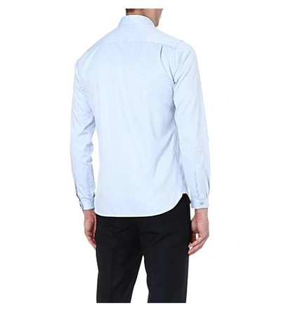 Shop The Kooples Stand-collar Slim-fit Shirt In Light Blue