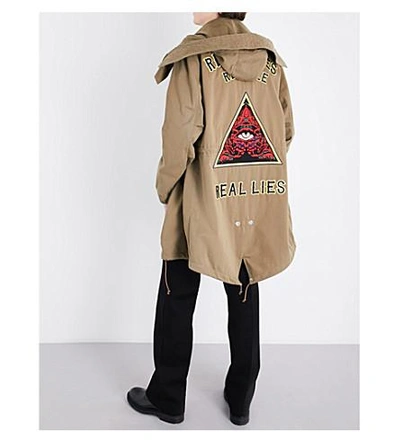 Shop Givenchy Triangle Cotton Parka Coat In Light Khaki