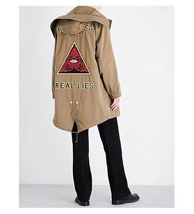Shop Givenchy Triangle Cotton Parka Coat In Light Khaki