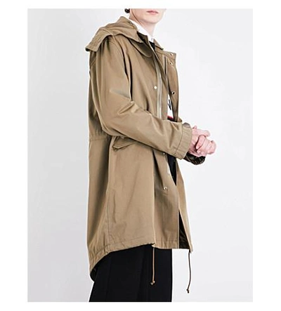 Shop Givenchy Triangle Cotton Parka Coat In Light Khaki