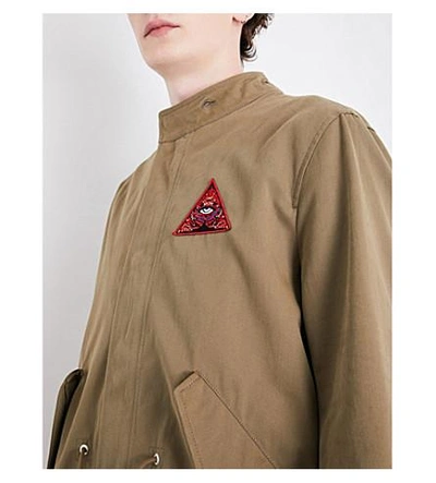 Shop Givenchy Triangle Cotton Parka Coat In Light Khaki