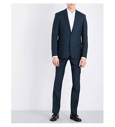 Sandro Slim-fit Wool And Mohair-blend Jacket In Peacock Blue