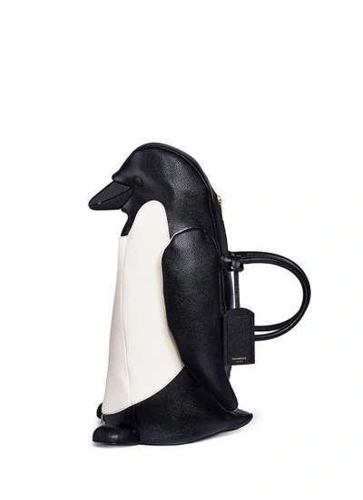 Shop Thom Browne Penguin Pebble Leather Bag