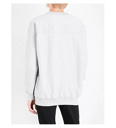 Shop Calvin Klein Oversized Cotton-blend Sweatshirt In Light Grey Heather