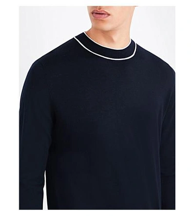 Shop Sandro Crewneck Wool Sweater In Navy Blue