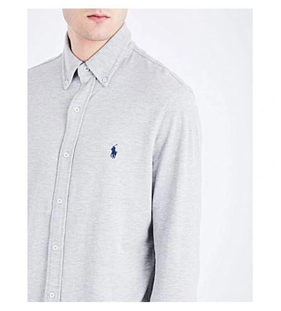 Shop Polo Ralph Lauren Regular-fit Button-down Cotton-mesh Shirt In Spring Heather
