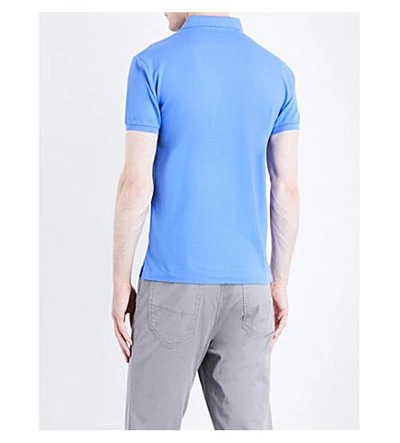 Shop Polo Ralph Lauren Slim-fit Stretch Cotton-mesh Polo Shirt In Scottsdale Blue
