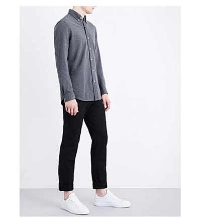 Shop Polo Ralph Lauren Regular-fit Button-down Cotton-mesh Shirt In Stadium Grey He