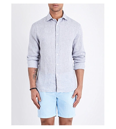 Frescobol Carioca Regular-fit Linen Shirt In Melange Grey