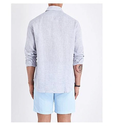 Shop Frescobol Carioca Regular-fit Linen Shirt In Melange Grey