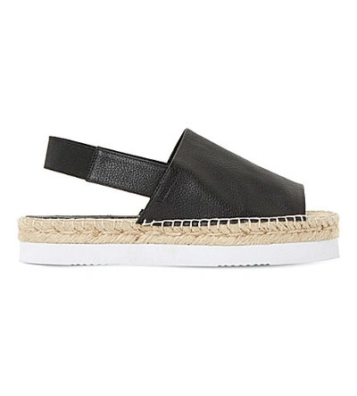 Dune Lucindie Leather Espadrille Sandals In Black-leather