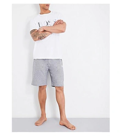 Shop Hugo Boss Heritage Logo Cotton-jersey Shorts In Lt Gry Marl