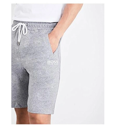 Shop Hugo Boss Heritage Logo Cotton-jersey Shorts In Lt Gry Marl
