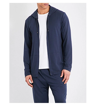 Calvin Klein Infinite Cotton-modal Pyjama Hoody In Carbon Blue