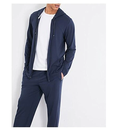 Shop Calvin Klein Infinite Cotton-modal Pyjama Hoody In Carbon Blue