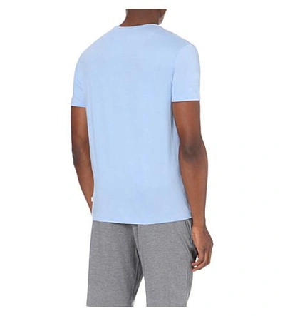 Shop Derek Rose Mens French Blue Basel Crewneck Stretch-modal T-shirt Xl