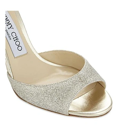 Shop Jimmy Choo Annie 85 Glitter Heeled Sandals In Platinum Ice