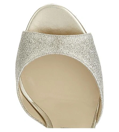 Shop Jimmy Choo Annie 85 Glitter Heeled Sandals In Platinum Ice