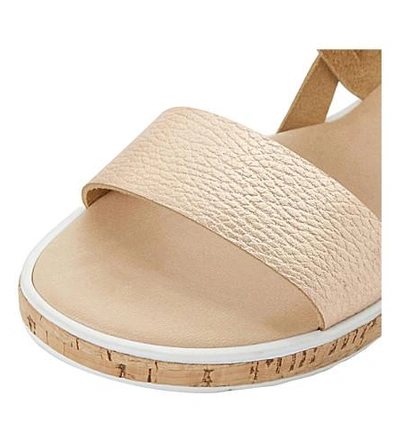 Shop Dune Logo - Cork Sole Flatform Sandal In Rose Gold-leather