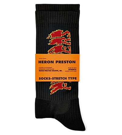 Heron Preston Flowers Woven Socks In Black Red