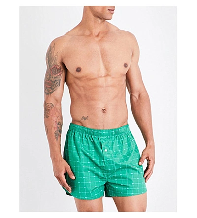 Lacoste Crocodile Check Boxer Shorts In Green Black